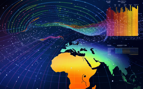 Map of Uganda with data and statistics flowing